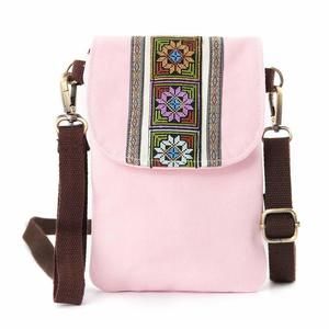 Vintage Embroidered Canvas Flip Small Crossbody Bag Cell Phone Pouch UwU